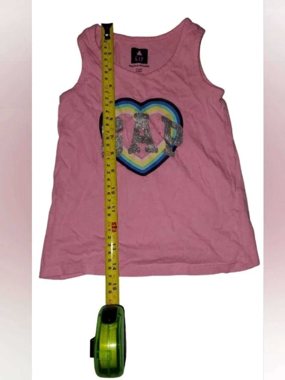 GAP Girls' Pink Glitter Heart Tank Top